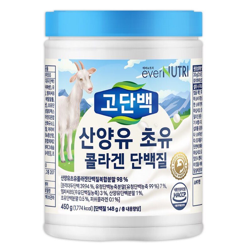 에버뉴트리 고단백 산양유 초유 콜라겐 단백질, 2개, 450g