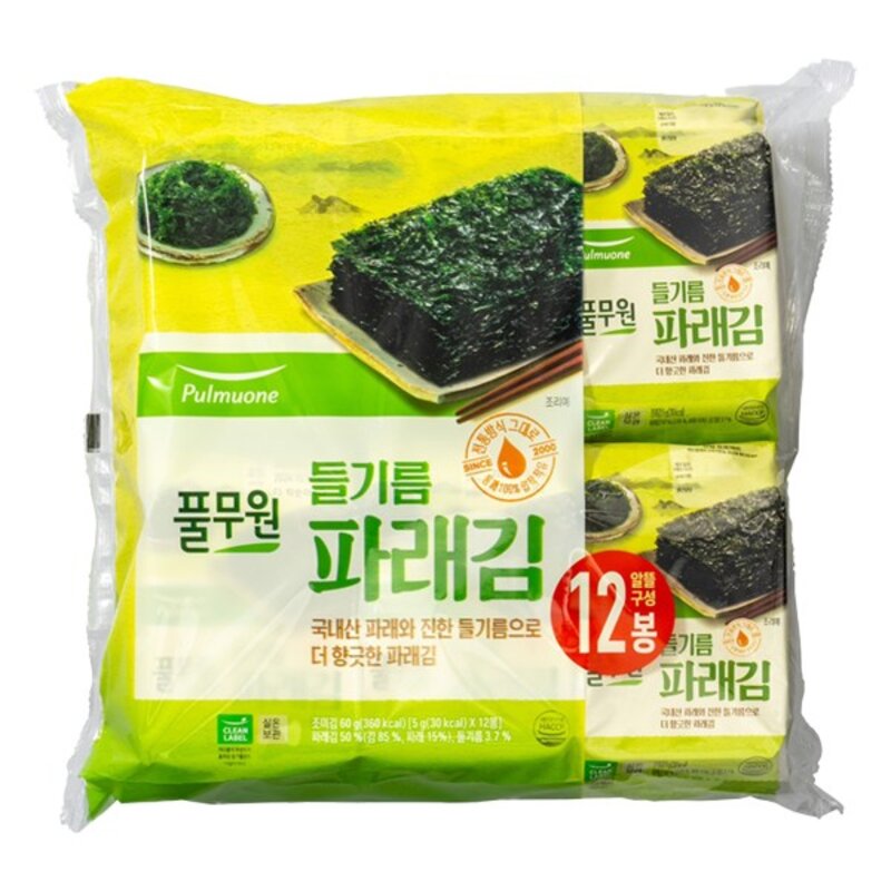 풀무원 들기름 파래김, 60g, 2개