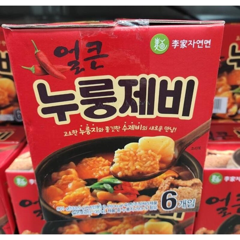 이가자연면 얼큰 누룽제비 수제비, 133.5g, 6개