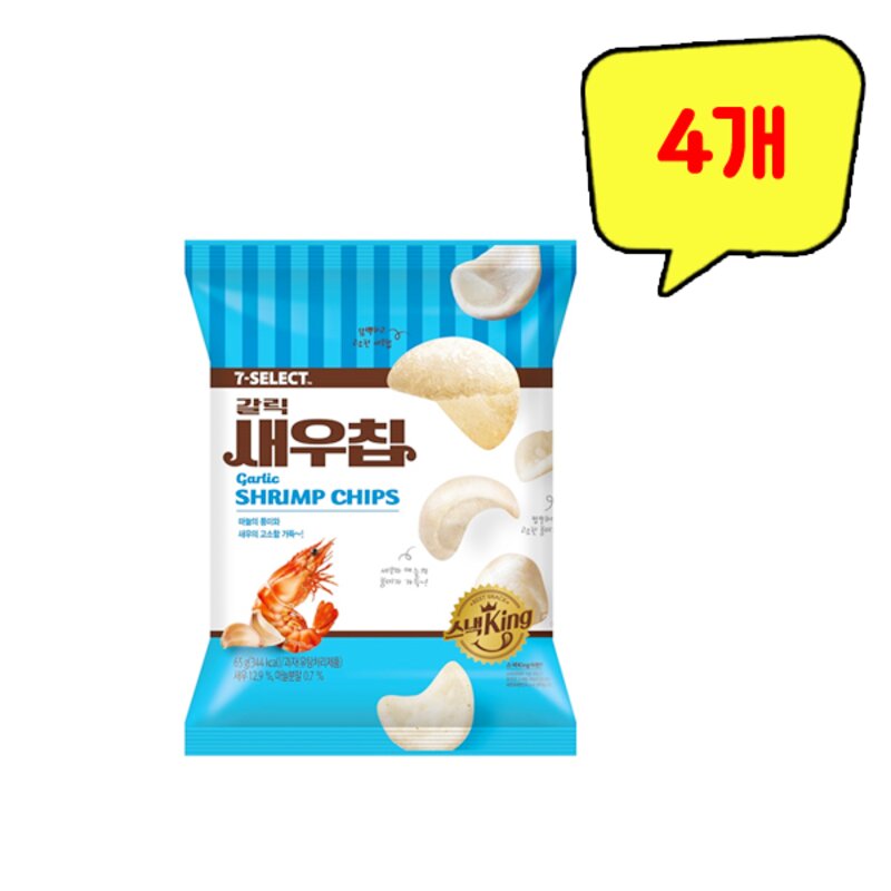 갈릭새우칩, 65g, 3개