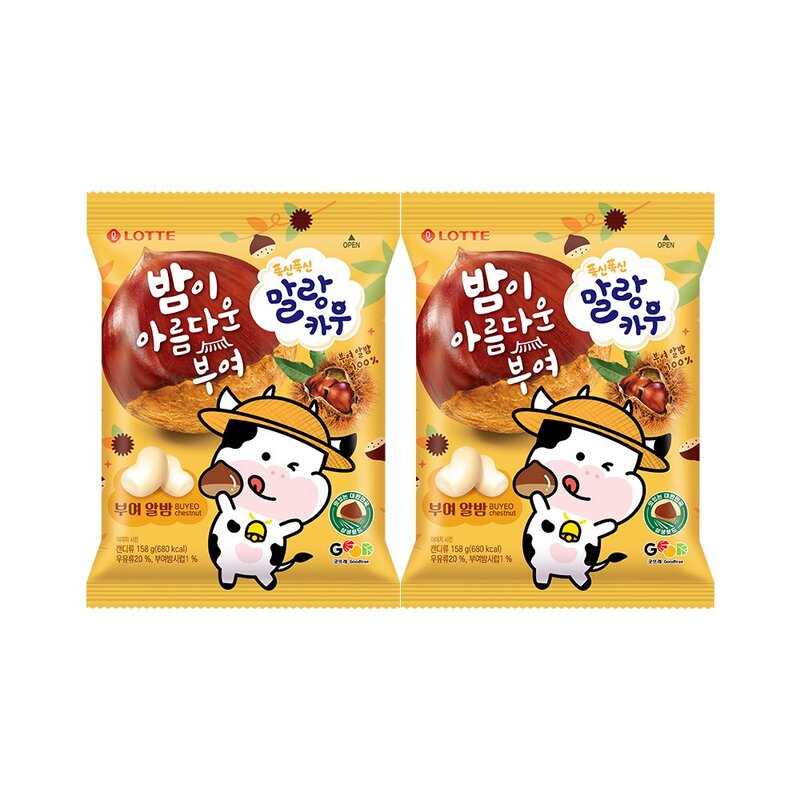 롯데웰푸드 말랑카우 부여 알밤, 4개, 158g