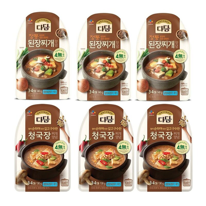 다담 전통된장찌개양념140g x3개  청국장찌개양념130g x 3개