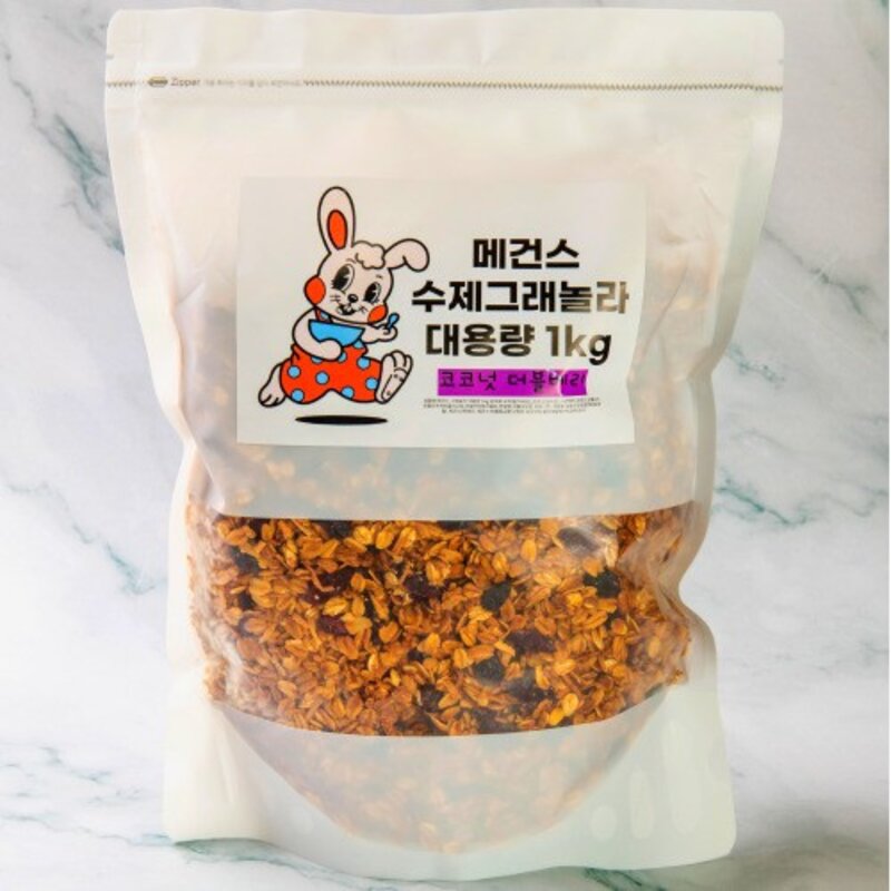 메건스 대용량 그래놀라 1kg 크랜베리그레이프 코코넛 1kg 1개