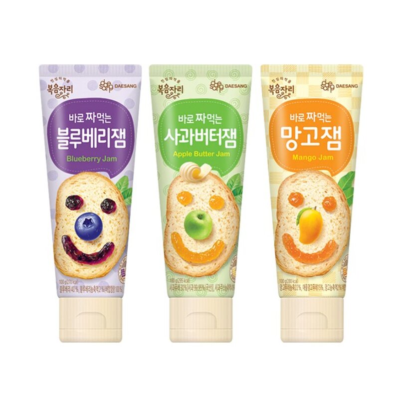 복음자리 바로 짜먹는 블루베리잼 +사과버터잼 +망고잼 (300g), 300g, 1개