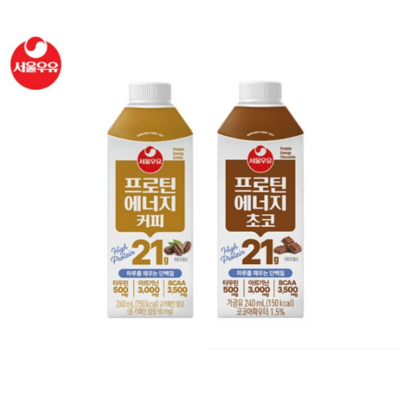 서울우유 프로틴 에너지 초코  커피 240ml 16개