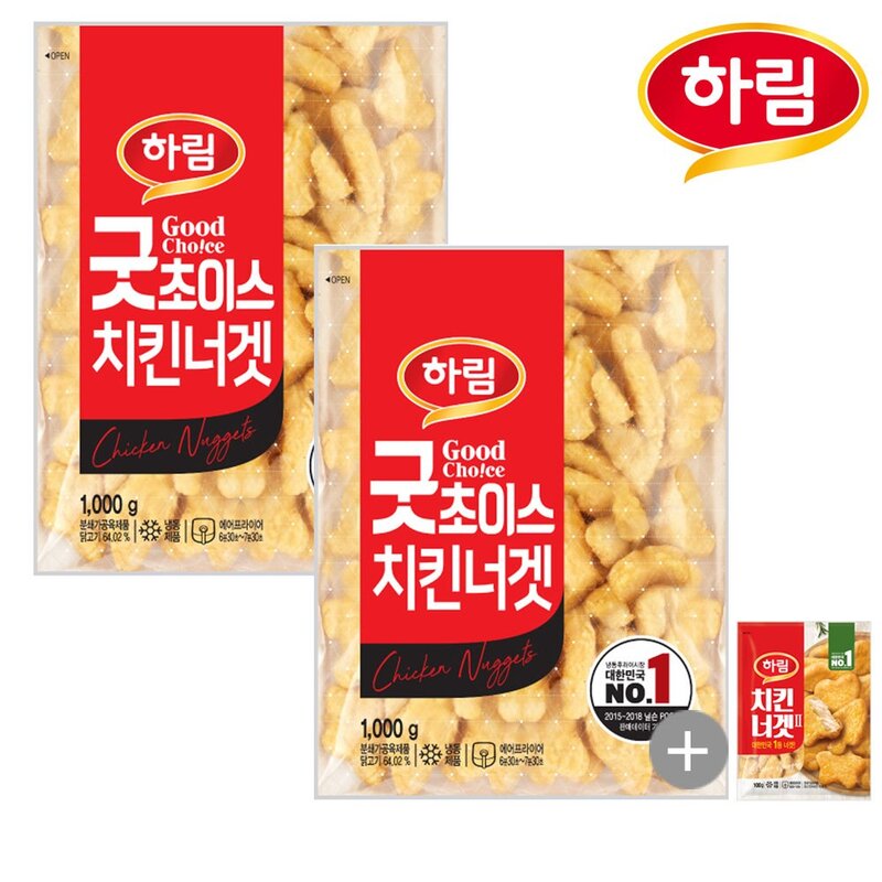 굿초이스치킨너겟 1kg 2봉치킨너겟 100g 1kg 1세트