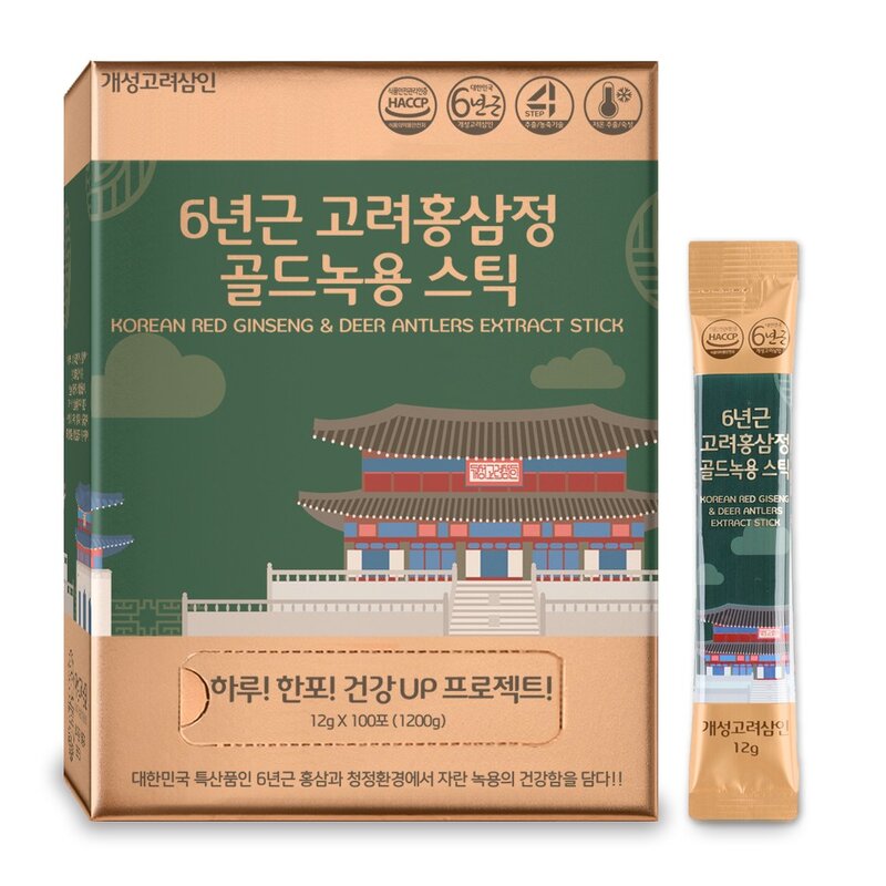 개성고려삼인 6년근 고려홍삼정 골드녹용 스틱 100p, 1.2kg, 1개