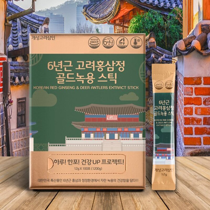 개성고려삼인 6년근 고려홍삼정 골드녹용 스틱 100p, 1.2kg, 1개