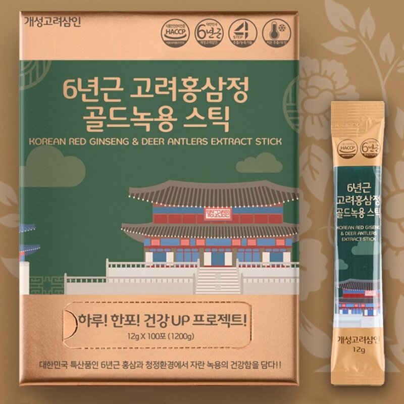 개성고려삼인 6년근 고려홍삼정 골드녹용 스틱 100p, 1.2kg, 1개