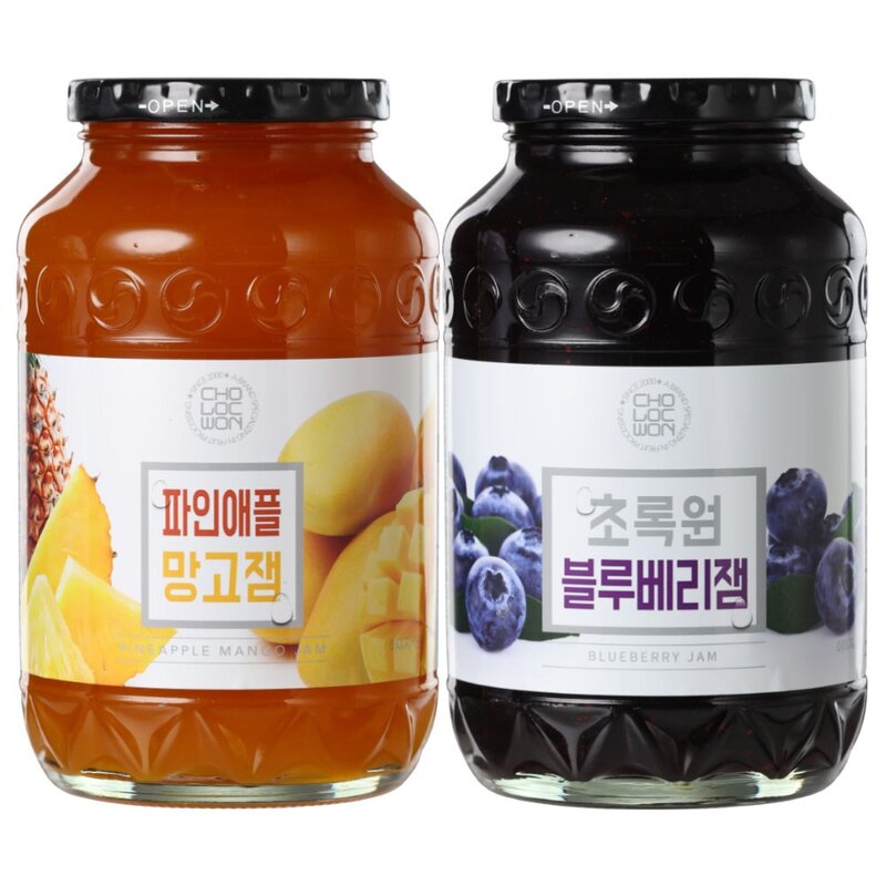 초록원 파인애플망고잼 1kg x 블루베리잼 1kg